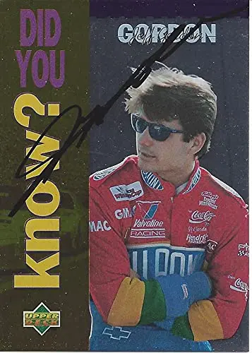 Autographed Jeff Gordon 1995 Upper Deck Racing Did You Know (#24 Dupont Team) Hendrick Motorsports Vintage Chrome Signed Collectible Nascar Trading Card With Coa 1