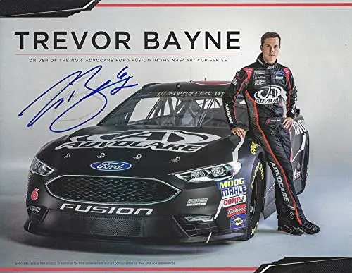 Autographed 2018 Trevor Bayne #6 Advocare Ford Fusion Team (Roush Fenway Racing) Monster Energy Cup Series Picture 9X11 Inch Signed Nascar Collectible Hero Card Photo With Coa 1