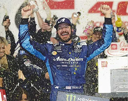 Autographed 2019 Martin Truex Jr. #19 Auto-Owners Toyota Richmond Race Win (Victory Burnout Celebration) Monster Cup Series Joe Gibbs Signed Collectible Picture 8X10 Inch Nascar Glossy Photo With Coa 1