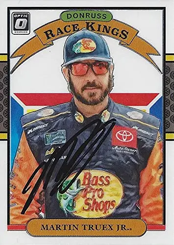 Autographed Martin Truex Jr. 2020 Panini Donruss Optic Race Kings (#19 Bass Pro Shops) Joe Gibbs Racing Nascar Cup Series Insert Signed Collectible Trading Card With Coa 1