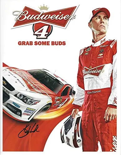 Autographed 2014 Kevin Harvick #4 Budweiser Team Grab Some Buds (Stewart Haas Racing) Sprint Cup Series Signed Collectible Picture 9X11 Inch Nascar Hero Card Photo With Coa 1