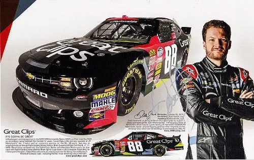 Autographed 2013 Dale Earnhardt Jr. #88 Great Clips Racing (Nationwide Series) 7X11 Nascar Hero Card W/Coa 1