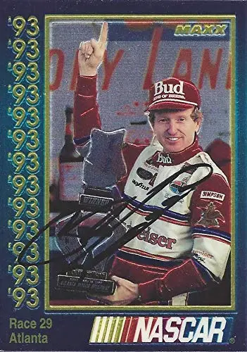 Autographed Bill Elliott 1993 Maxx Racing (#9 Budweiser Team) Race Win Victory Lane Winston Cup Series Vintage Chrome Signed Nascar Collectible Trading Card With Coa 1