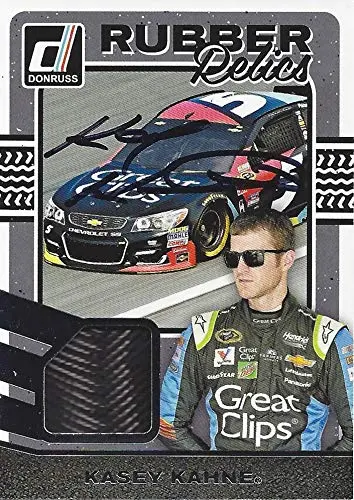 Autographed Kasey Kahne 2017 Panini Donruss Racing Rubber Relics (Race-Used Tire) #5 Great Clips Team Hendrick Motorsports Insert Signed Nascar Collectible Trading Card With Coa 1