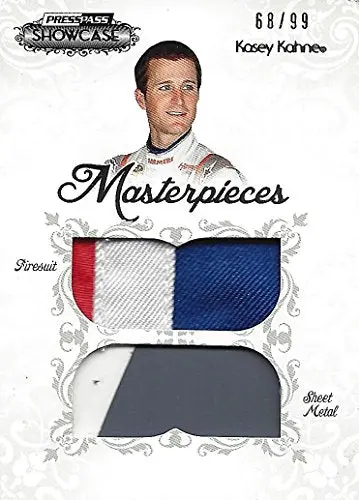 Kasey Kahne 2012 Press Pass Showcase Racing Masterpieces (3-Color Firsuit & Sheetmetal) Hendrick Rare Insert Collectible Nascar Trading Card (#68 Of 99) 1