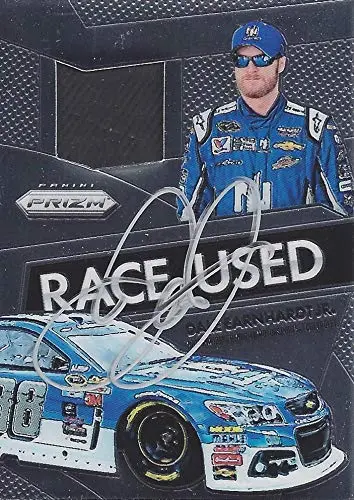 Autographed Dale Earnhardt Jr. 2016 Panini Prizm Racing Race-Used Tire (#88 Nationwide Team) Hendrick Motorsports Chrome Insert Signed Nascar Collectible Trading Card With Coa 1