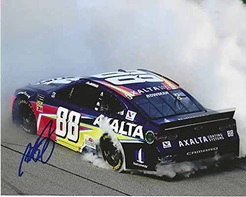 Autographed 2019 Alex Bowman #88 Axalta Racing Chicagoland Speedway Race Win (Victory Burnout) Signed Collectible Picture Nascar 8X10 Inch Glossy Photo With Coa 1