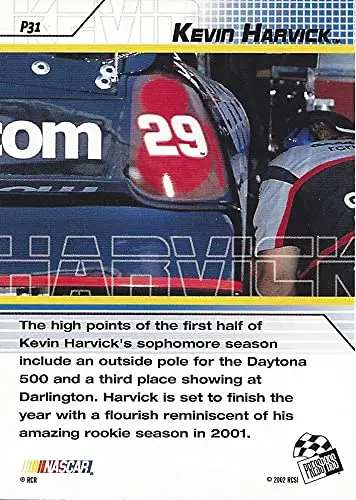Autographed Kevin Harvick 2002 Press Pass Stealth Sophmore Season (#29 Richard Childress Racing) Winston Cup Series Chrome Insert Signed Nascar Collectible Trading Card With Coa 2