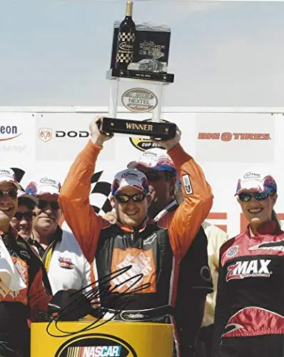 Autographed 2005 Tony Stewart #20 Home Depot Team Infineon Sonoma Race Win (Victory Lane Trophy Celebration) Joe Gibbs Racing Signed Collectible Picture Nascar 8X10 Inch Glossy Photo With Coa 1