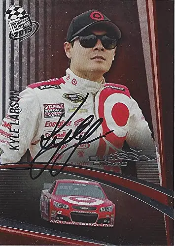 Autographed Kyle Larson 2015 Press Pass Cup Chase Edition (#42 Target Team) Chip Ganassi Racing Sprint Cup Series Chrome Insert Signed Nascar Collectible Trading Card With Coa 1