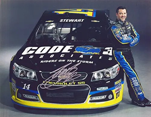 Autographed 2015 Tony Stewart #14 Code 3 Associates Racing (Riders On The Storm) Media Day Pose Stewart-Haas Team 8X10 Inch Signed Picture Nascar Glossy Photo With Coa 1