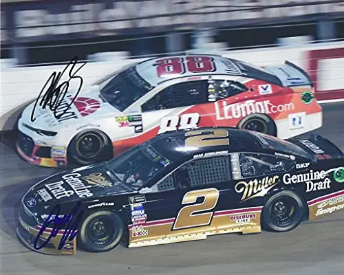 2X Autographed Brad Keselowski & Alex Bowman 2018 Monster Cup Series Darlington Throwback (On-Track Racing) Signed Picture 8X10 Inch Nascar Glossy Photo With Coa 1