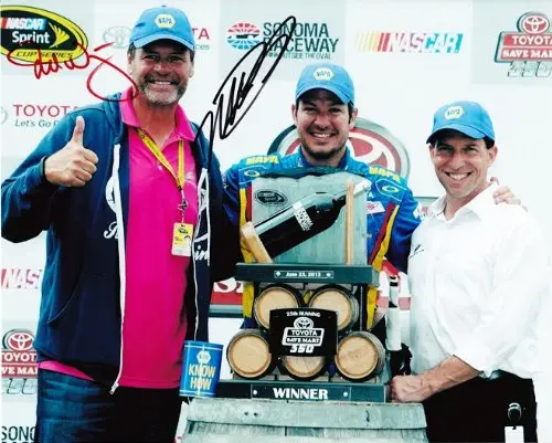 2X Autographed 2013 Martin Truex Jr. & Michael Waltrip #56 Sonoma Win Signed Nascar 8X10 Photo With Coa 1
