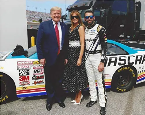 Autographed 2020 Aric Almirola #10 Smithfield Racing President Trump Appearance (Daytona 500 Great American Race) Nascar Cup Series Signed Collectible Picture 8X10 Inch Glossy Photo With Coa 1