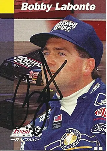 Autographed Bobby Labonte 1993 Finish Line Racing (#22 Maxwell House Team) Winston Cup Series Vintage Signed Nascar Collectible Trading Card With Coa 1