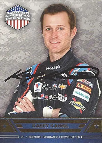 Autographed Kasey Kahne 2014 Press Pass American Thunder Racing (#5 Farmers Insurance Chevrolet Team) Hendrick Motorsports Sprint Cup Series Signed Nascar Collectible Trading Card With Coa 1