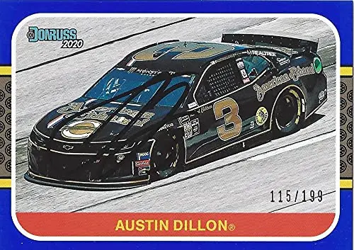 Autographed Austin Dillon 2020 Panini Donruss Blue Parallel (#3 American Ethanol) Richard Childress Racing Rare Insert Signed Nascar Collectible Trading Card With Coa #115/199 1