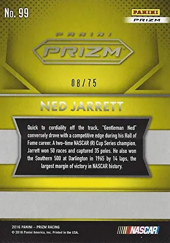 Autographed Ned Jarrett 2016 Panini Prizm Racing Nascar Hall Of Fame Winston Cup Series Red Parallel Insert Signed Nascar Collectible Trading Card With Coa #08/75 2