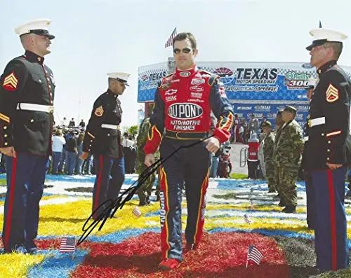 Autographed Jeff Gordon #24 Dupont Racing Texas Motor Speedway Driver Introductions (Usmc Marines) Hendrick Motorsports Signed Collectible Picture 8X10 Inch Nascar Glossy Photo With Coa 1