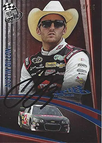 Autographed Austin Dillon 2015 Press Pass Racing Cup Chase Edition (#3 Dow Team) Rare Blue Parallel Insert Signed Nascar Collectible Trading Card With Coa #19/25 1