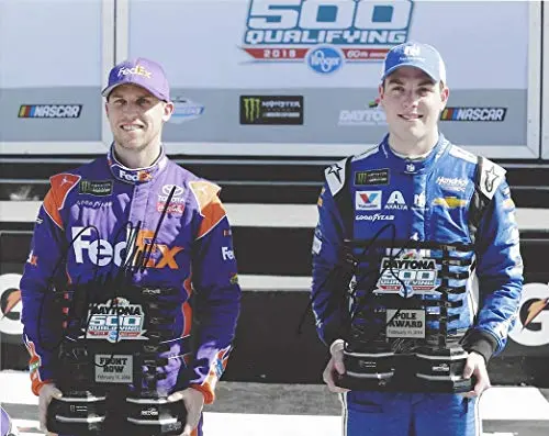 2X Autographed Alex Bowman & Denny Hamlin 2018 Daytona 500 Pole Award (Victory Lane) Dual Signed Picture 8X10 Inch Nascar Glossy Photo With Coa 1
