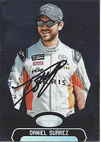 Autographed Daniel Suarez 2018 Panini Certified (#19 Arris Team) Joe Gibbs Racing Monster Cup Series Signed Nascar Collectible Trading Card With Coa 1