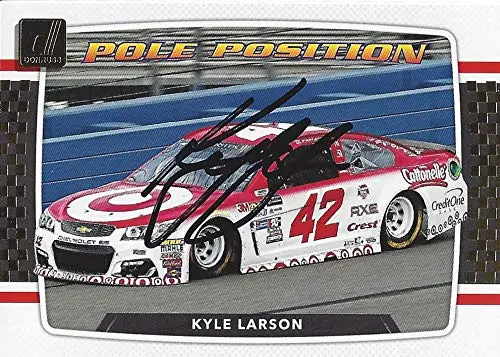 Autographed Kyle Larson 2018 Panini Donruss Racing Pole Position (#42 Target Chevy Team) Monster Cup Series Insert Signed Nascar Collectible Trading Card With Coa 1