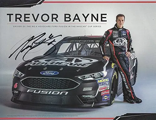 Autographed 2018 Trevor Bayne #6 Advocare Ford Fusion Team (Roush Fenway Racing) Monster Energy Cup Series Picture 9X11 Inch Signed Nascar Collectible Hero Card Photo With Coa 1