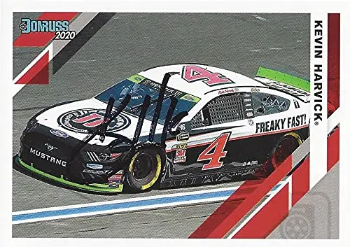 Autographed Kevin Harvick 2020 Panini Donruss Playoffs Car (#4 Jimmy Johns Team) Stewart-Haas Racing Nascar Cup Series Signed Collectible Trading Card With Coa 1