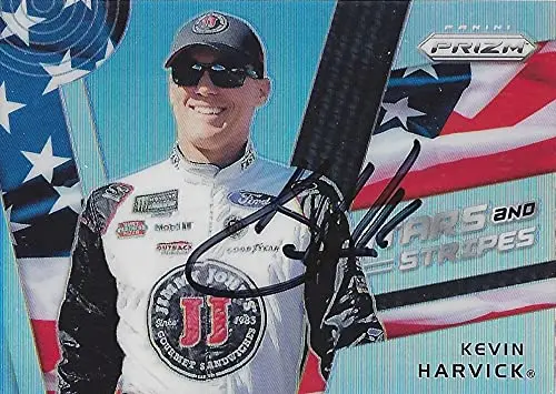 Autographed Kevin Harvick 2018 Panini Prizm Stars And Stripes (#4 Jimmy Johns Team) Stewart-Haas Racing Rare Prizm Insert Signed Nascar Collectible Trading Card With Coa 1