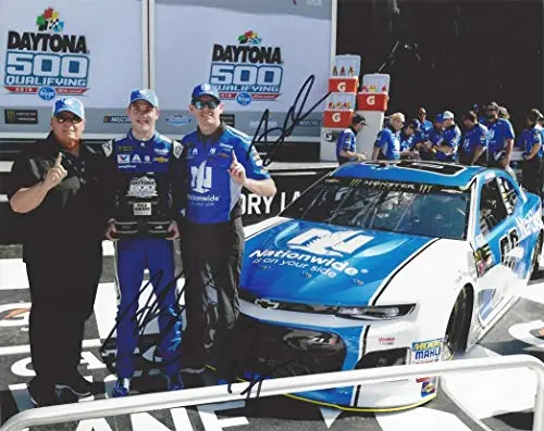 3X Autographed 2018 Alex Bowman/Rick Hendrick/Greg Ives #88 Nationwide Daytona 500 Pole Award Winner (Victory Lane Trophy) Signed Collectible Picture 8X10 Inch Nascar Glossy Photo With Coa 1