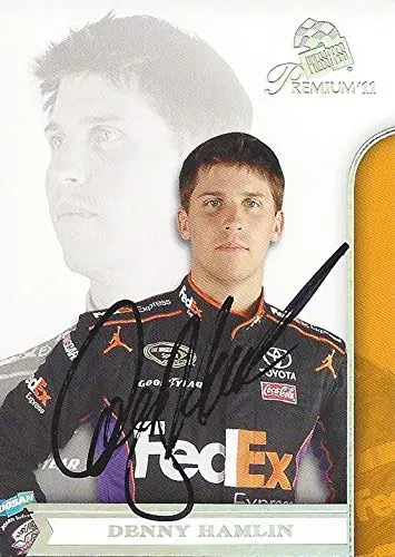 Autographed Denny Hamlin 2011 Press Pass Premium Racing Contenders (#11 Fedex Express Team) Joe Gibbs Toyota Signed Nascar Collectible Trading Card With Coa 1