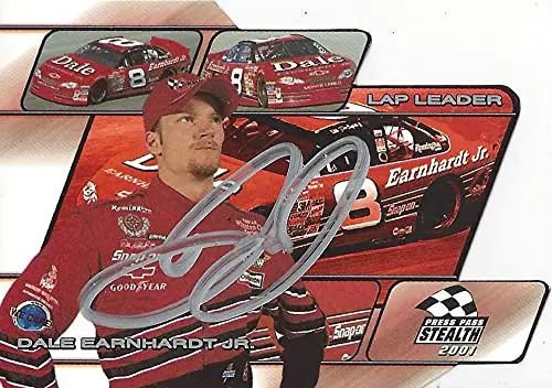 Autographed Dale Earnhardt Jr. 2001 Press Pass Stealth Racing Lap Leader (#8 Budweiser) Dei Insert Diecut Signed Nascar Collectible Trading Card With Coa 1