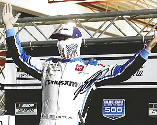 Autographed 2020 Martin Truex Jr. #19 Sirius Xm Radio Team Martinsville Race Win (Victory Lane Celebration) Joe Gibbs Racing Nascar Cup Series Signed Picture 8X10 Inch Glossy Photo With Coa 1