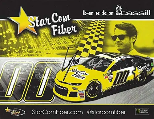 Autographed 2018 Landon Cassill #00 Star Com Fiber Camaro Racing (Monster Energy Cup Series) Signed Collectible Picture 9X11 Inch Nascar Hero Card Photo With Coa 1
