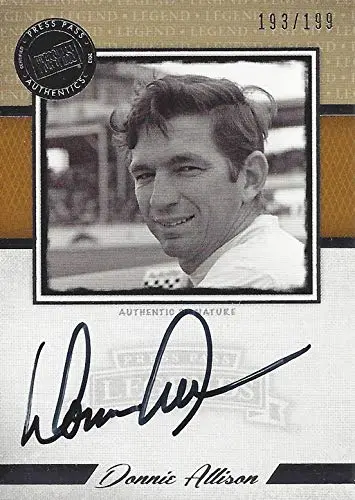 Autographed Donnie Allison 2013 Press Pass Legends Racing Certified Signature (Alabama Gang) Signed Collectible Nascar Trading Card 1