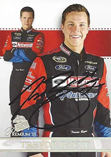 Autographed Trevor Bayne 2011 Press Pass Premium Racing Suited Up (#21 Motorcraft Team) Wood Brothers Rookie Signed Nascar Collectible Trading Card With Coa 1