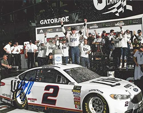 Autographed 2018 Brad Keselowski #2 Miller Lite Racing Clash At Daytona Race Win (Victory Lane Celebration) Team Penske Signed Collectible Picture Nascar 8X10 Inch Glossy Photo With Coa 1