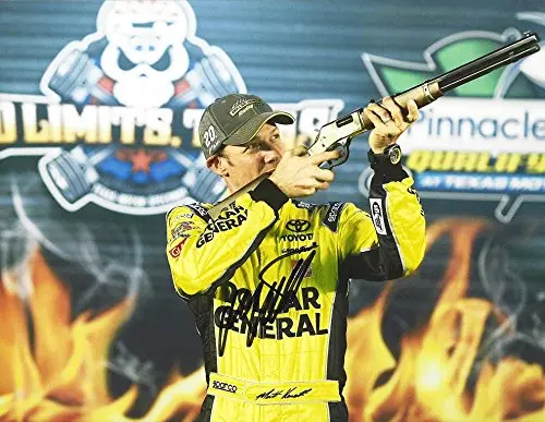 Autographed 2014 Matt Kenseth #20 Dollar General Racing Texas 500 Pole Award Winner (Victory Line Rifle Trophy) Gibbs Team Signed Collectible Picture Nascar 9X11 Inch Glossy Photo With Coa 1