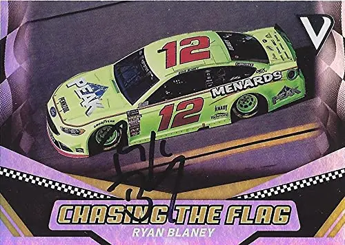 Autographed Ryan Blaney 2018 Panini Victory Lane Racing Chasing The Flag (#12 Menards) Team Penske Monster Cup Series Insert Signed Nascar Collectible Trading Card With Coa 1