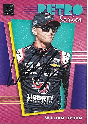 Autographed William Byron 2020 Panini Donruss Racing Retro Series (#24 Liberty University) Hendrick Motorsports Nascar Cup Series Insert Signed Collectible Trading Card With Coa 1
