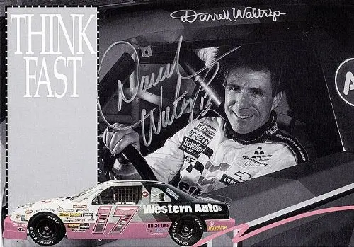 Autographed 1993 Darrell Waltrip #17 Western Auto Racing Think Fast (Vintage) Nascar Signed 6X9 Hero Card W/Coa 1