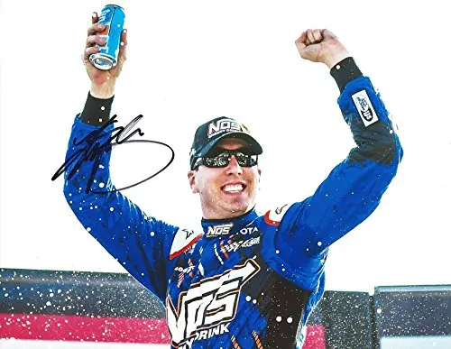 Autographed Kyle Busch #18 Nos Energy Drink Racing Victory Lane Race Winner (Joe Gibbs Toyota) Signed Collectible Picture Nascar 9X11 Inch Glossy Photo With Coa 1