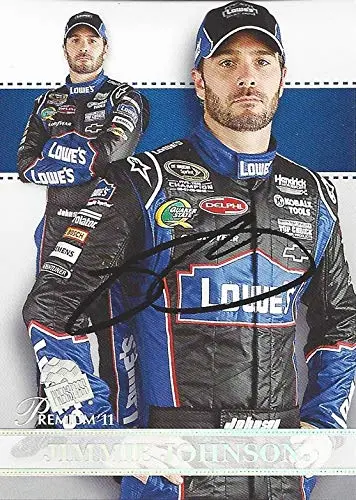Autographed Jimmie Johnson 2011 Press Pass Premium Racing Suited Up (#48 Team Lowes) Hendrick Motorsports Signed Nascar Collectible Trading Card With Coa 1