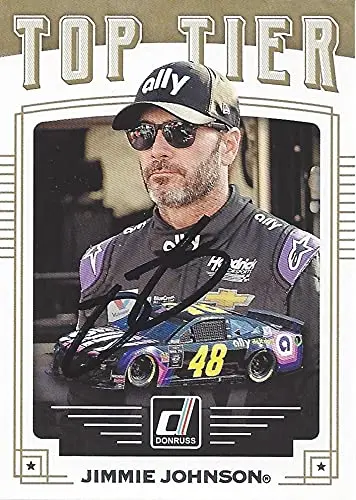 Autographed Jimmie Johnson 2020 Panini Donruss Racing Top Tier (#48 Ally Team) Hendrick Motorsports Nascar Cup Series Insert Signed Collectible Trading Card With Coa 1
