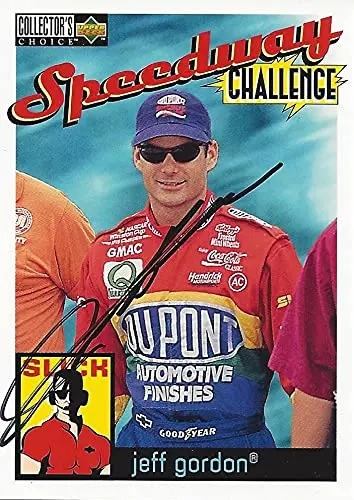 Autographed Jeff Gordon 1996 Upper Deck Collectors Choice Racing Speedway Challenge (#24 Dupont) Hendrick Motorsports Signed Collectible Nascar Trading Card With Coa 1