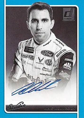 Autographed Aric Almirola 2018 Panini Donruss Racing Studio Signatures (#43 Smithfield) Richard Petty Motorsports Monster Energy Cup Series Rare Signed Collectible Nascar Trading Card 1