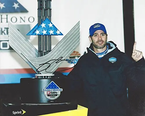 Autographed 2015 Jimmie Johnson #48 Lowes Racing Team Atlanta Win (Victory Lane Trophy) Signed Picture 8X10 Nascar Glossy Photo With Coa 1