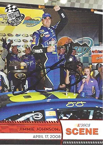 Autographed Jimmie Johnson 2009 Press Pass Racing Nascar Scene (Phoenix Win Victory Lane) #48 Lowes Hendrick Motorsports Signed Nascar Collectible Trading Card With Coa 1
