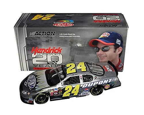 Autographed 2004 Jeff Gordon #24 Dupont Racing Hms 20Th Anniversary Silver (Hendrick Motorsports) Nextel Cup Series Signed Action 1/24 Scale Nascar Diecast Car With Coa (1 Of Only 8,232 Produced) 1